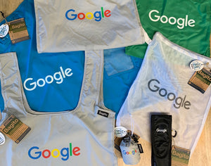 A variety of reusable Bagito items with Google branding