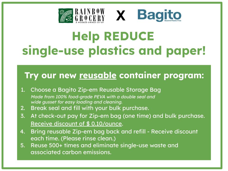 Reusable Container Program Sign Bagito Reusable Container Program for the Bulk Aisle – Bagito.co