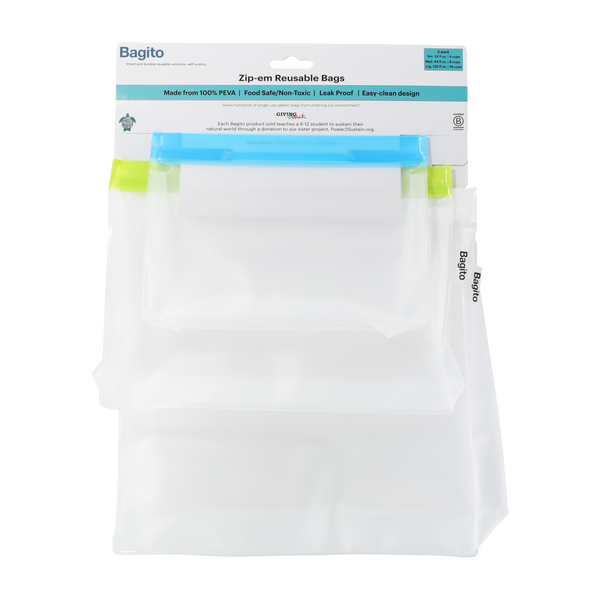 Zip-Em Reusable Storage Bags - Set of 3